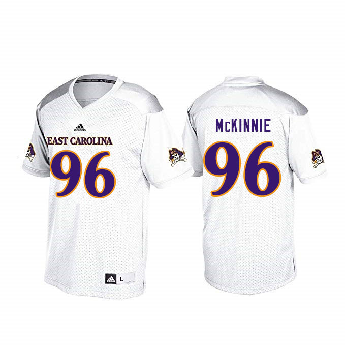Men #96 D'Angelo McKinnie ECU Pirates College Football Jerseys Sale-White - Click Image to Close